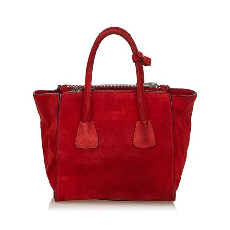 prada handbags red suede